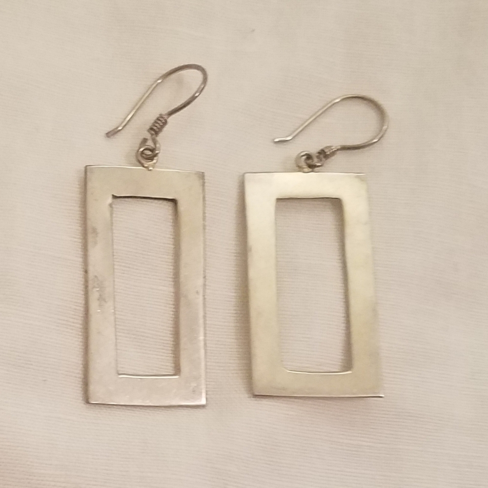Sterling Silver Rectanle Earrings